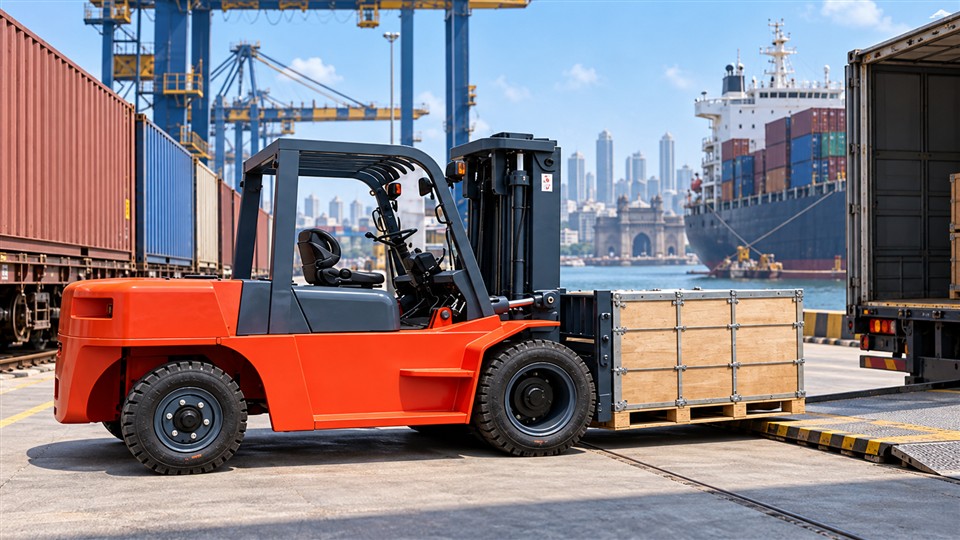 5-ton off-road forklift material handling application