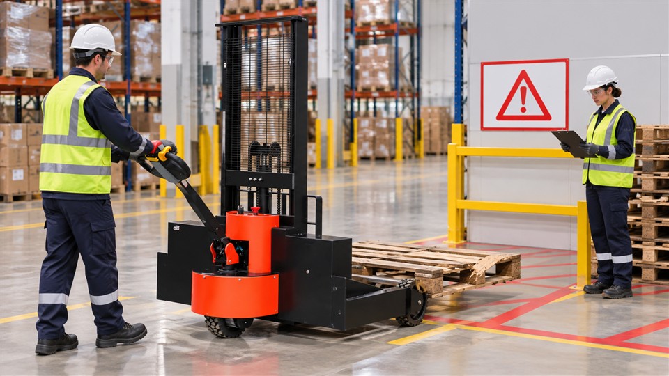 ZG-MYCPDB electric counterbalanced stacker in a September 10, 2026 work scenario