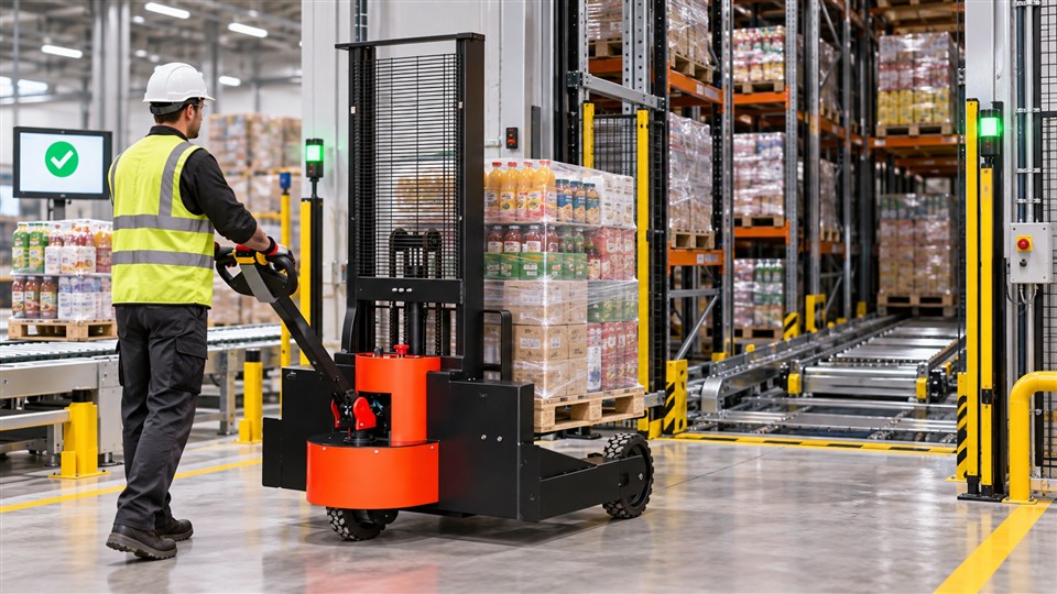 CDD85-R electric pallet stacker material handling application