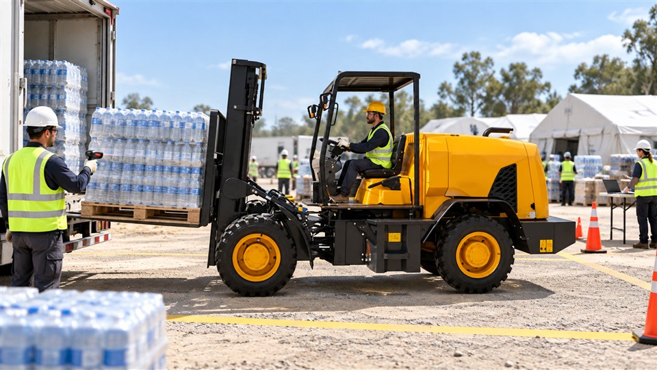 B29 off-road forklift in a September 10, 2026 work scenario