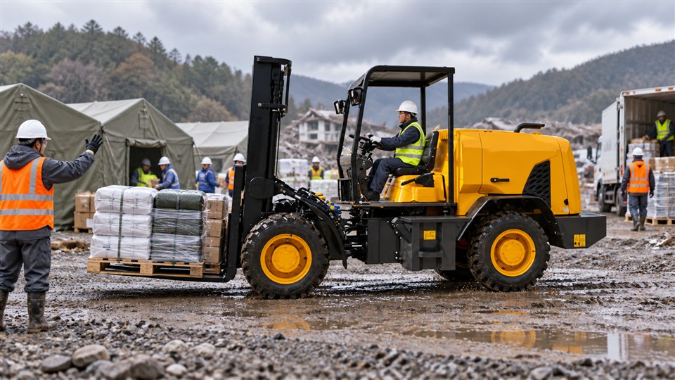 7-ton off-road forklift material handling application