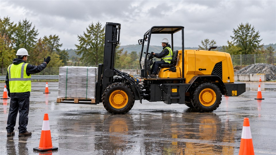 936 3-ton off-road forklift in a September 12, 2026 work scenario