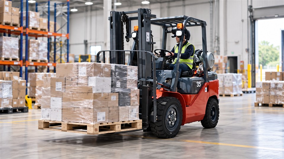 CPY35 gasoline and LPG forklift in a September 12, 2026 work scenario