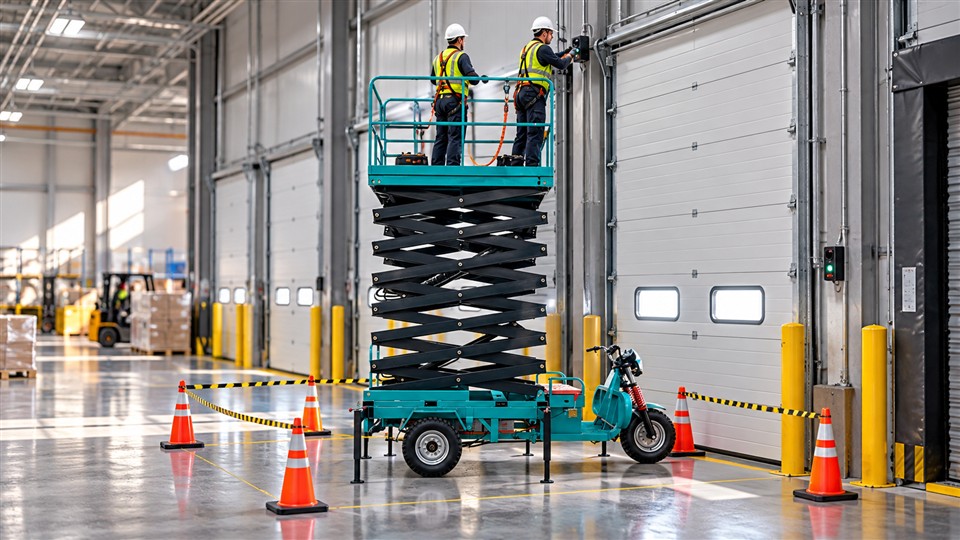 ZG-SPSL1214 self-propelled scissor lift in a September 12, 2026 work scenario