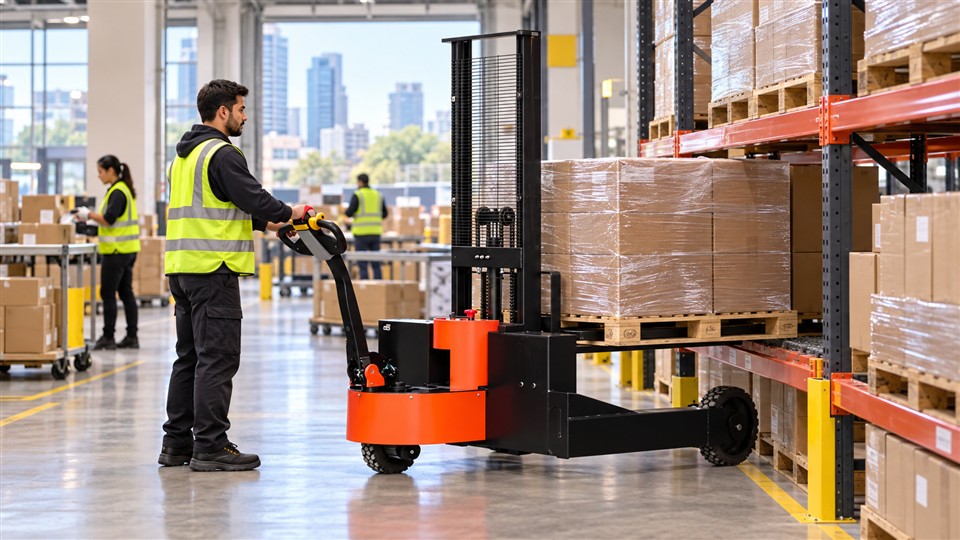 ZG-MYCPDB electric counterbalanced stacker material handling application