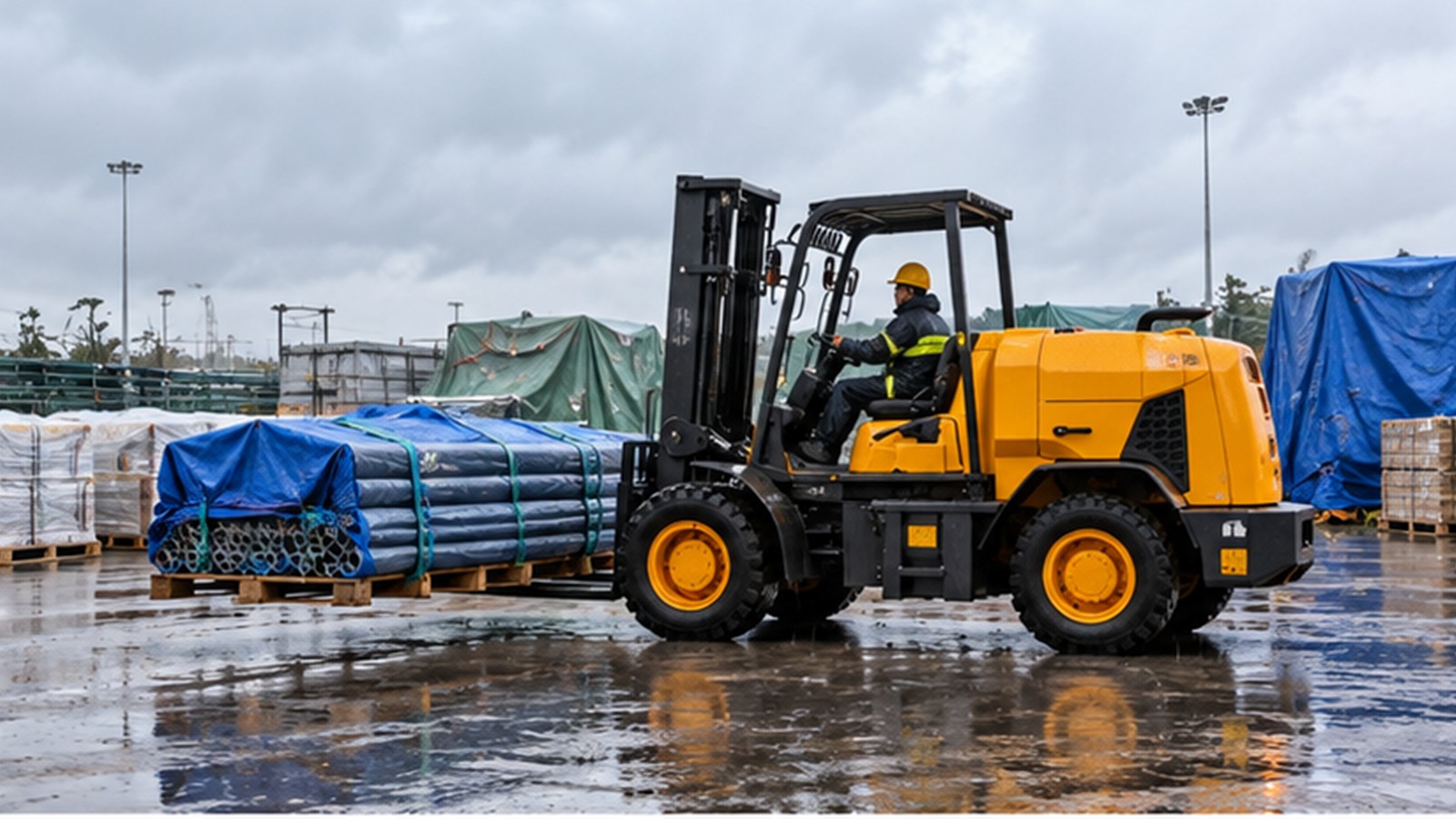 Typhoon Backlogs in Asia: Rough-Terrain Forklifts for Emergency Cargo Yards scene 1