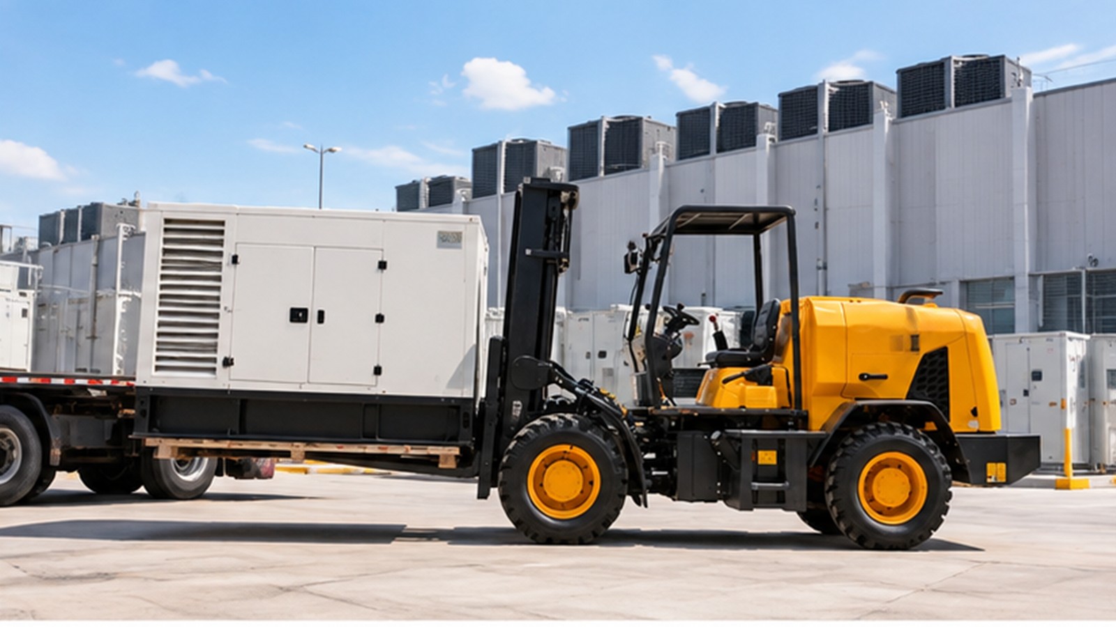 AI Data Center Boom: Rough-Terrain Forklifts for Power Equipment Delivery scene 1