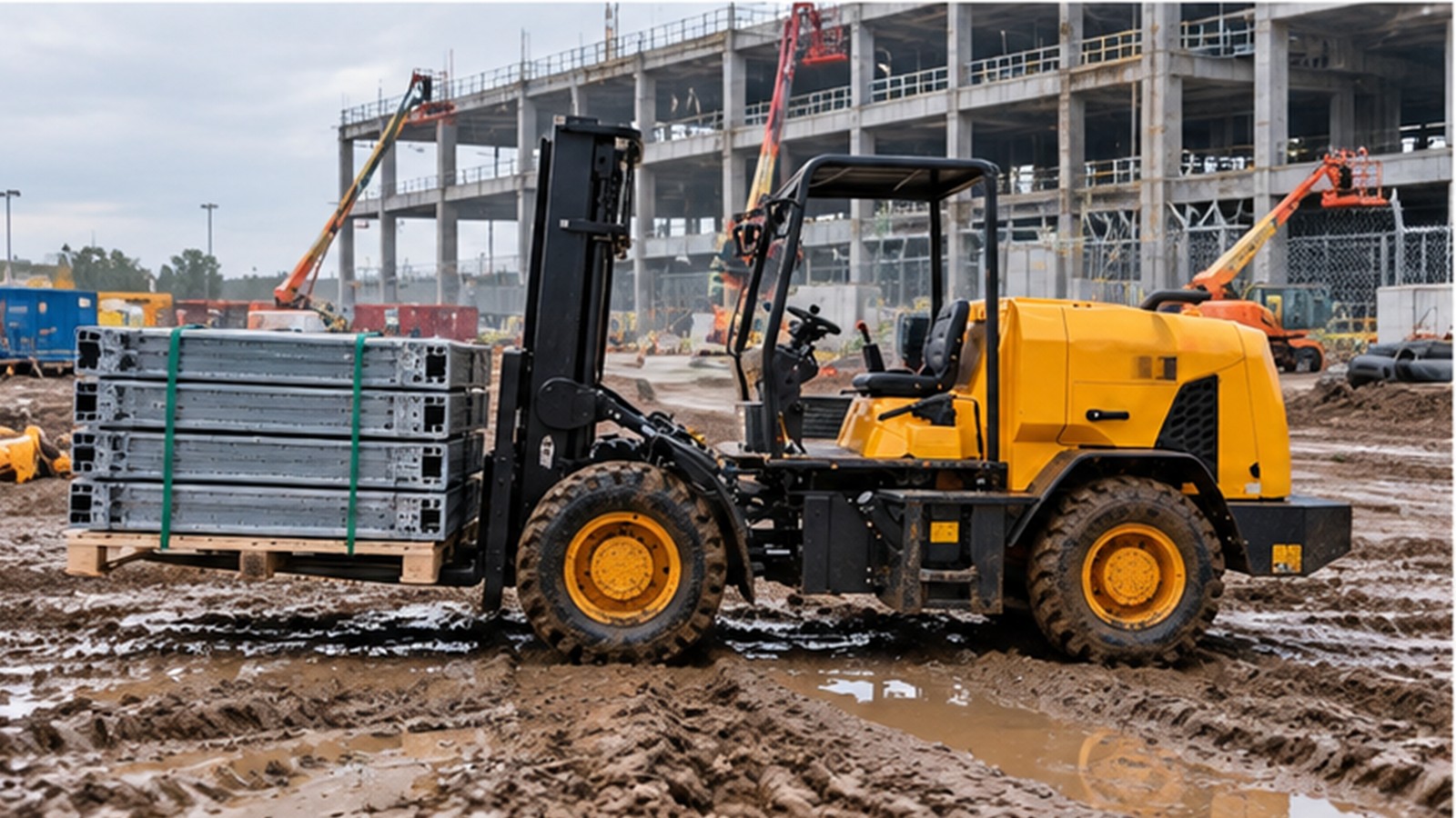 AI Data Center Boom: Rough-Terrain Forklifts for Power Equipment Delivery scene 2