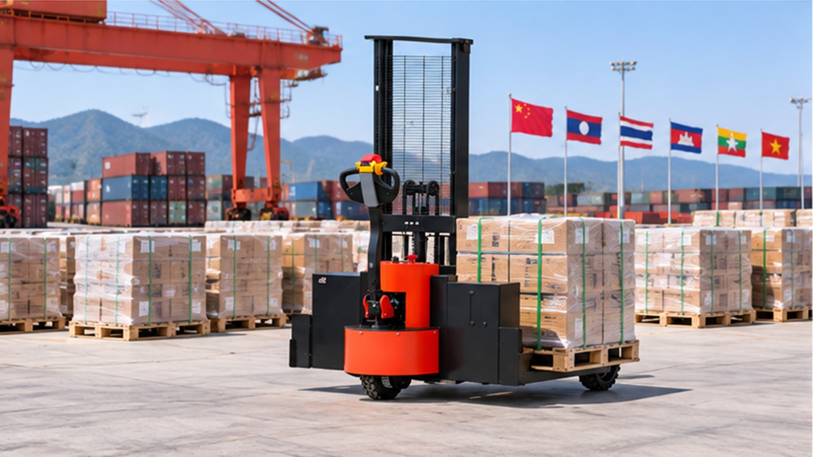 China-Mekong Rail Growth: Electric Stacker Flows for Inland Cargo Hubs scene 2