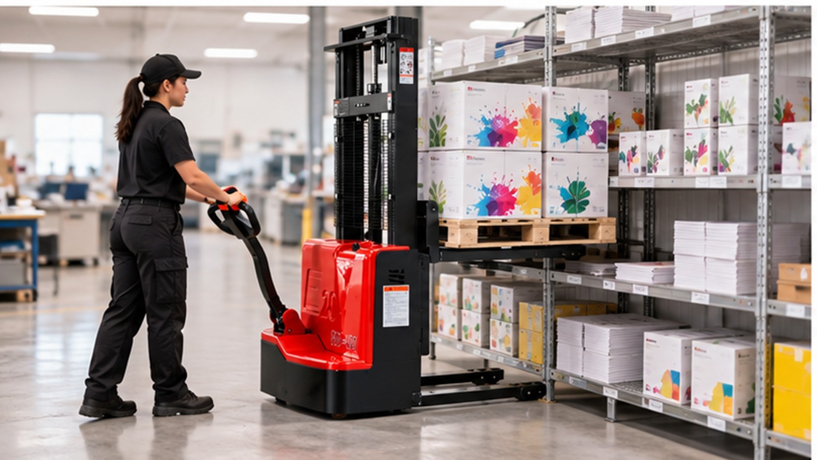 On-Demand Printing Growth: Electric Stacker Workflows for Short-Run Fulfillment scene 2