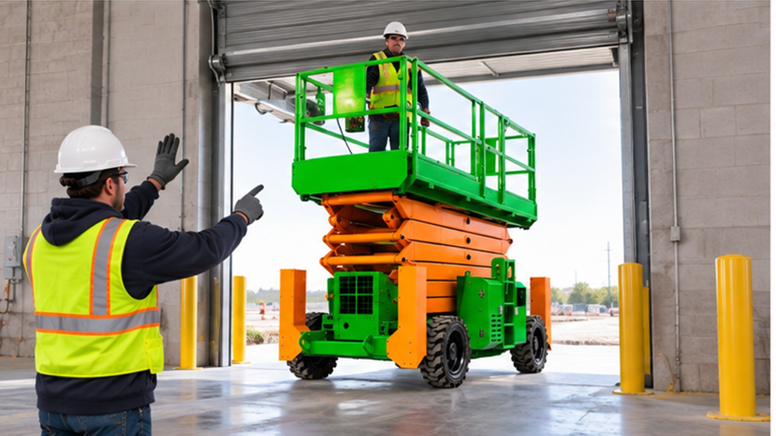 MEWP Entrapment Prevention: Safe Work Near Doorways and Overhead Structures scene 2