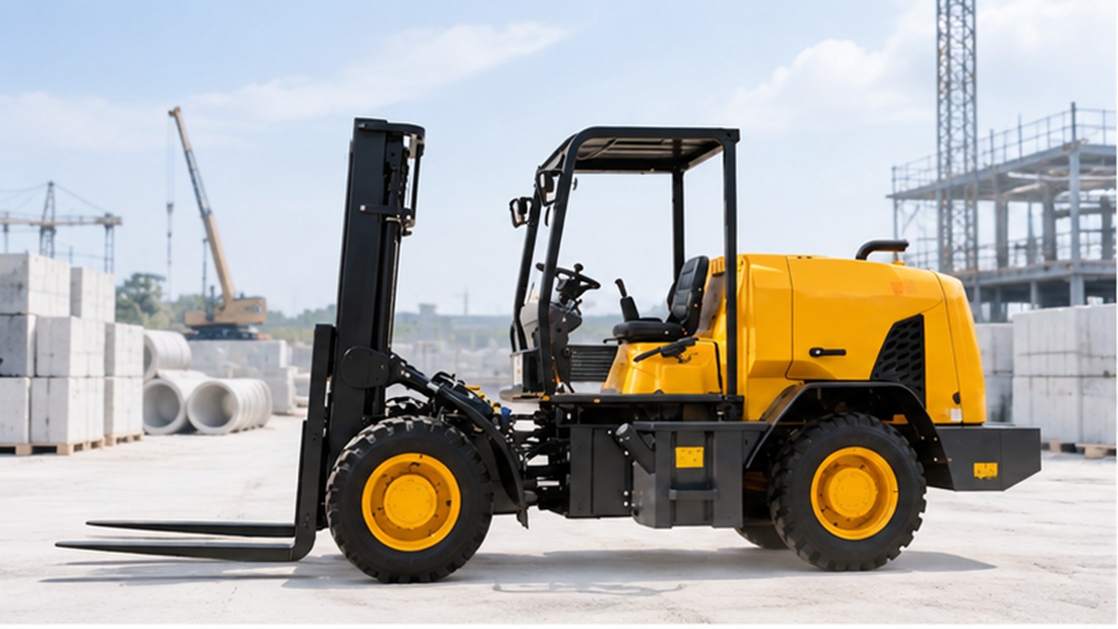 Climate-Resilient Construction Logistics: Rough-Terrain Forklift Planning