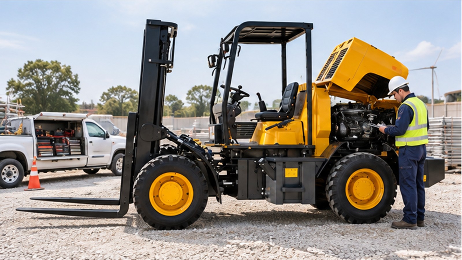 Climate-Resilient Construction Logistics: Rough-Terrain Forklift Planning scene 2