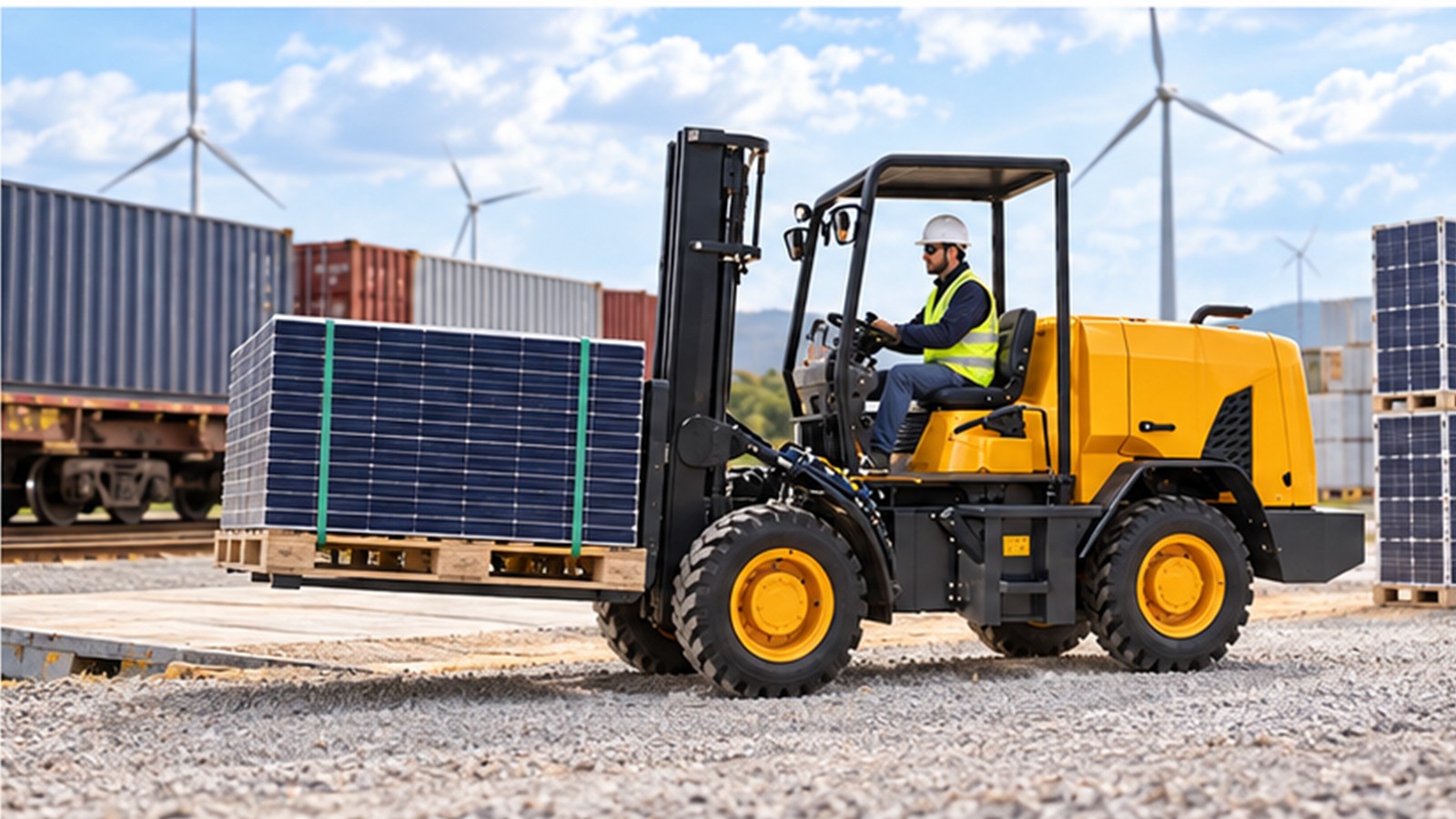 Green Intermodal Yards: Rough-Terrain Forklifts for Renewable Cargo scene 3