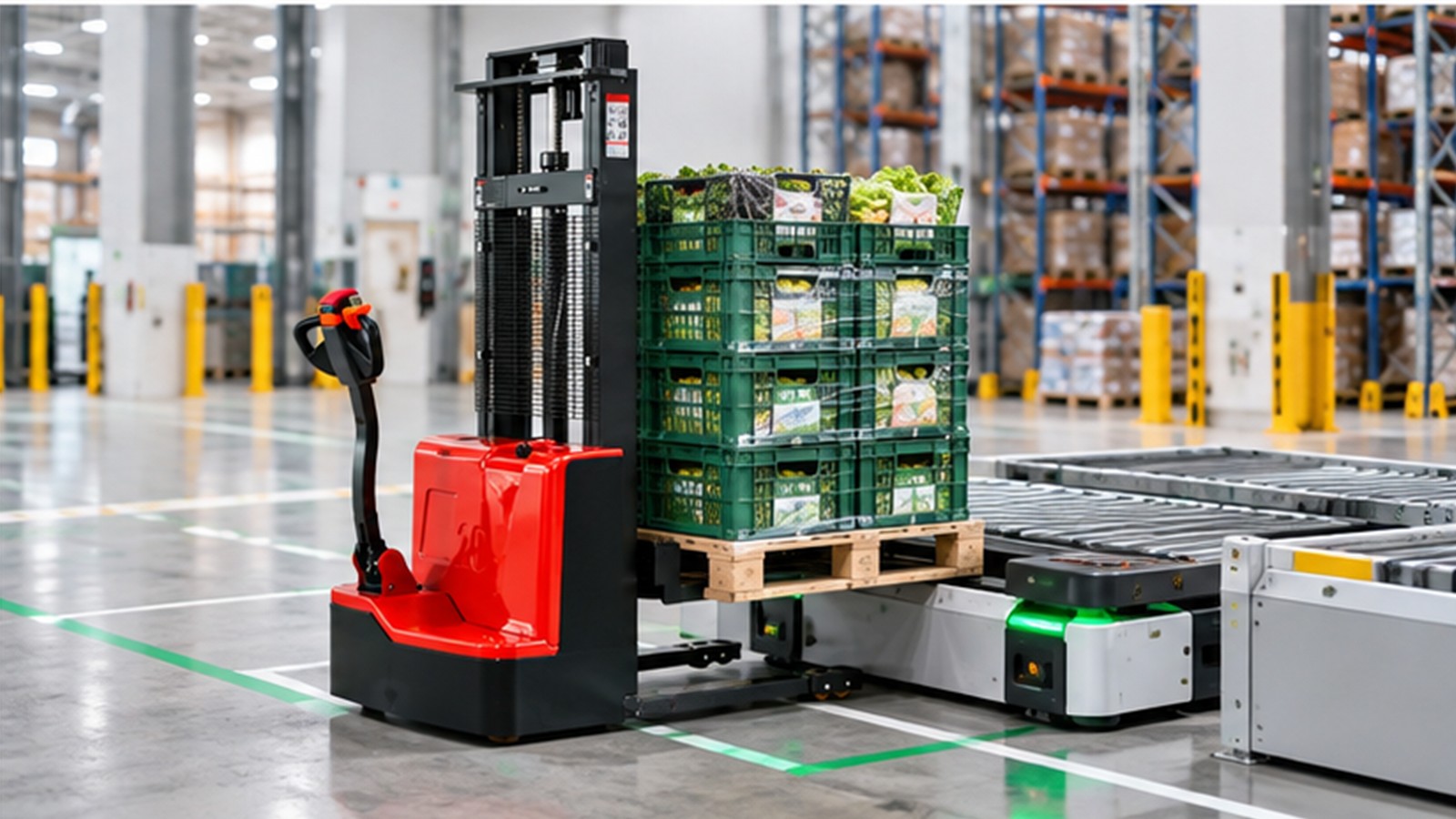 Autonomous Grocery Logistics: Electric Stacker Handoffs That Keep People Safe scene 3