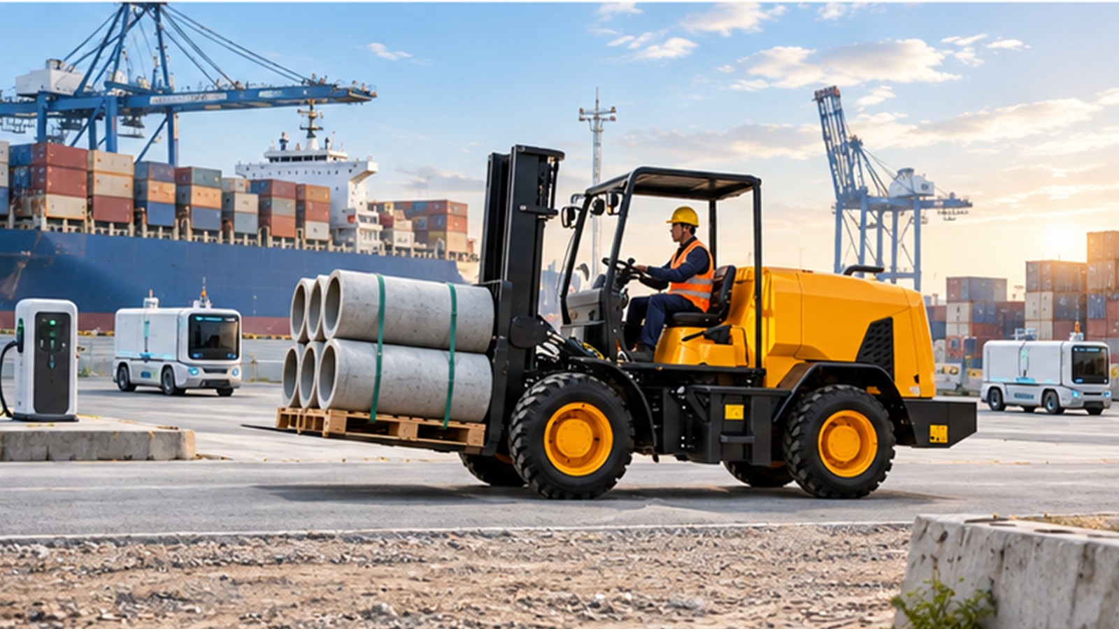 Autonomous Shipping Rules: Rough-Terrain Forklifts for New Port Interfaces scene 3