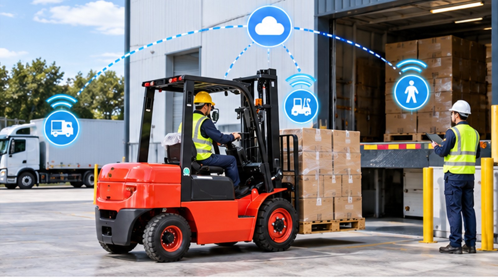 V2X-Connected Yards: Forklift Safety Where Vehicles, People and Docks Meet scene 1