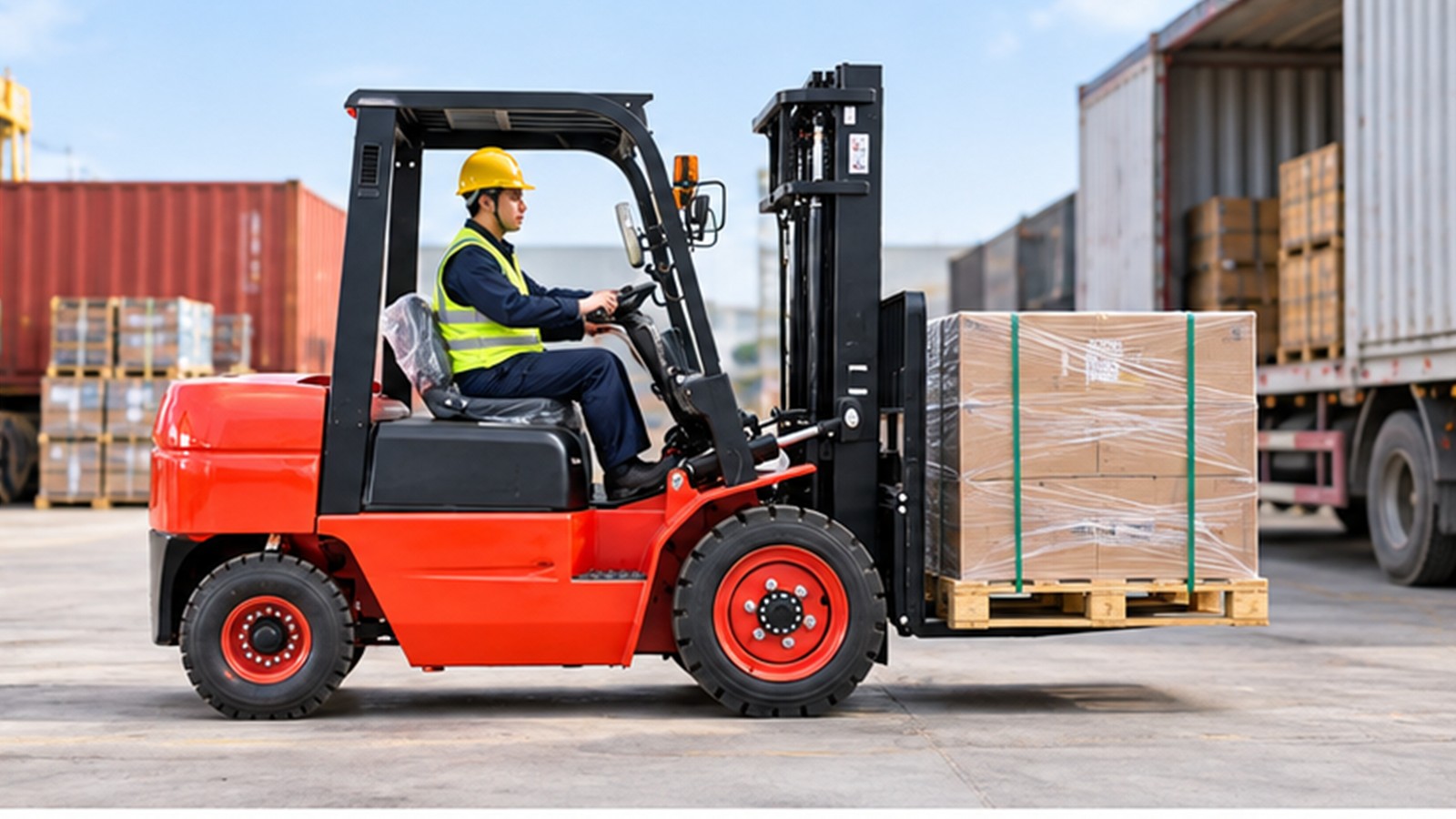 High-Availability Freight Hubs: Diesel Forklift Inspection Signals to Track scene 1