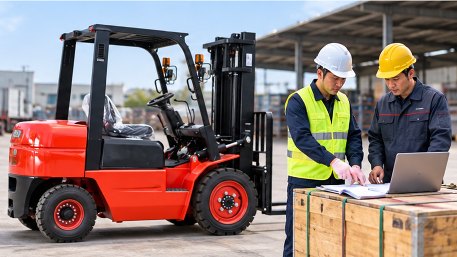 High-Availability Freight Hubs: Diesel Forklift Inspection Signals to Track scene 3
