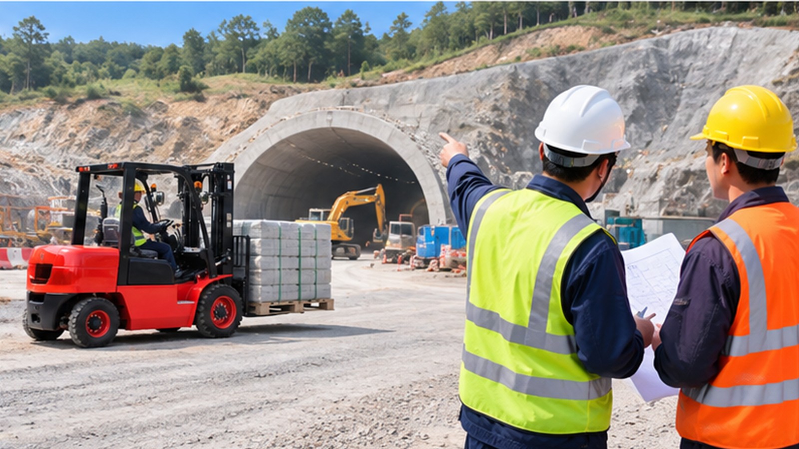 Tunnel Construction Logistics: Diesel Forklift Controls for Portal Supply Yards scene 3