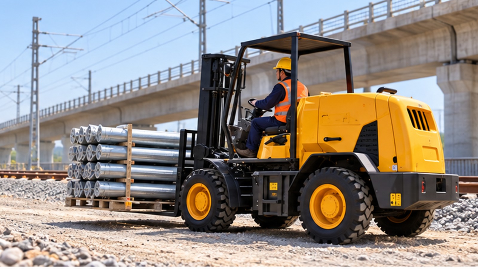 Rail Electrification Projects: Rough-Terrain Forklift Planning Beyond the Track scene 1