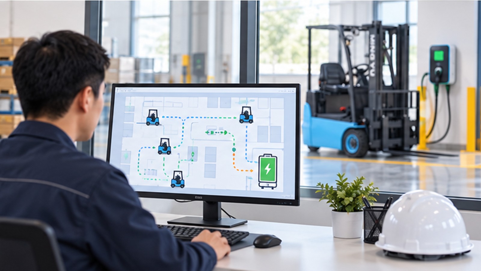 AI Energy Optimization: Assigning Electric Forklift Tasks Without Chasing a Dashboard scene 3