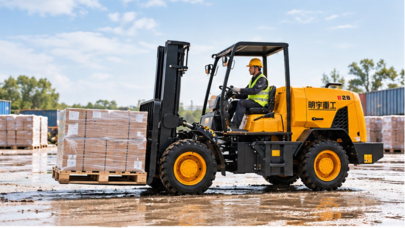 Flood and Cyberattack Resilience: Rough-Terrain Forklifts in Recovery Yards