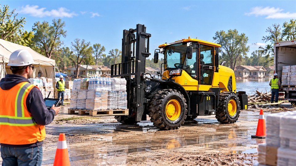 936 3-ton off-road forklift in a September 28, 2026 work scenario