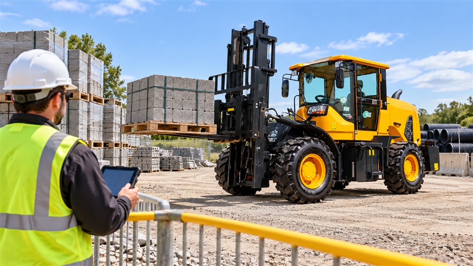 DY26 3-ton off-road forklift material handling application