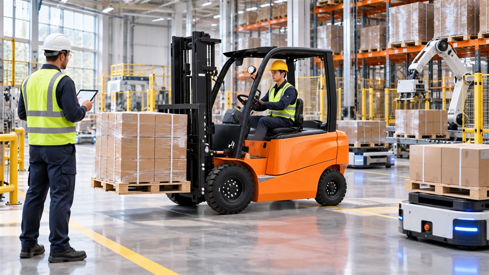 B20 2-ton lithium electric forklift in a September 28, 2026 work scenario