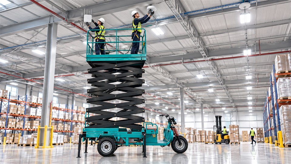 GTJZ3812E-X electric scissor lift in a September 28, 2026 work scenario