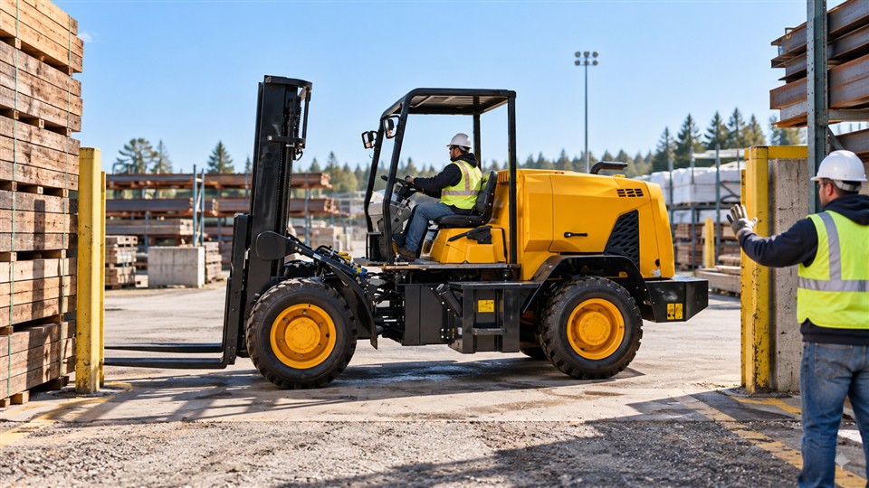DY26 3-ton off-road forklift material handling application