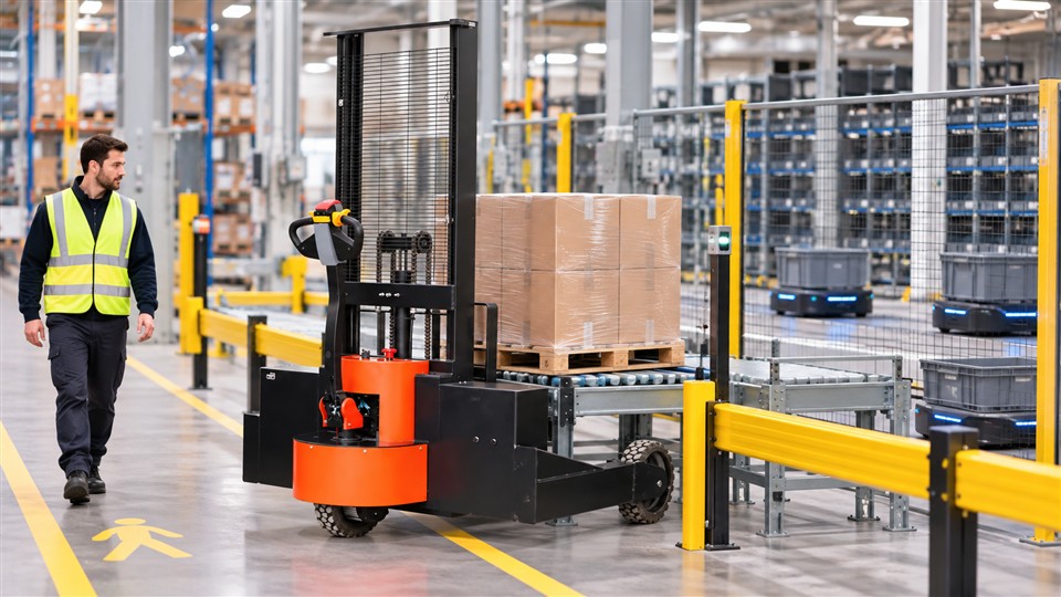 ZG-MYCDDH electric stacker in a September 29, 2026 work scenario