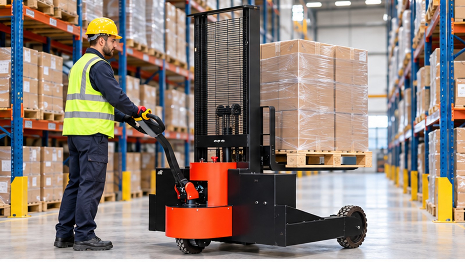 After Golden Week: A Controlled Electric Stacker Restart Sequence for Warehouses scene 1