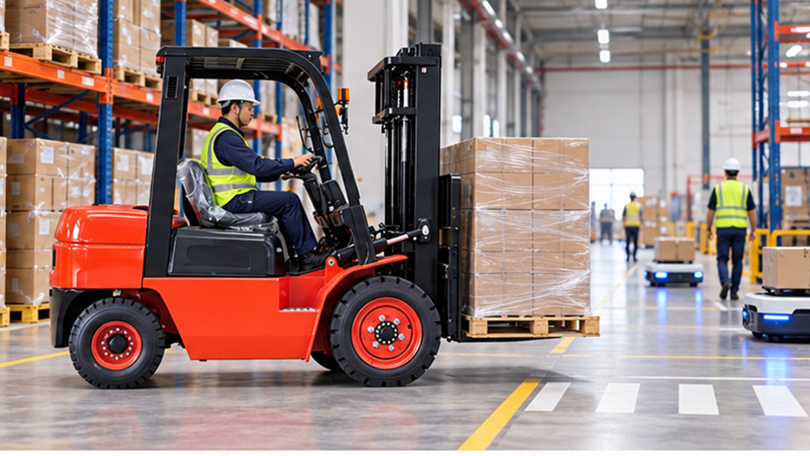 Robots Alone Will Not Fix Warehouses: Forklift Safety in Mixed-Traffic Operations scene 1