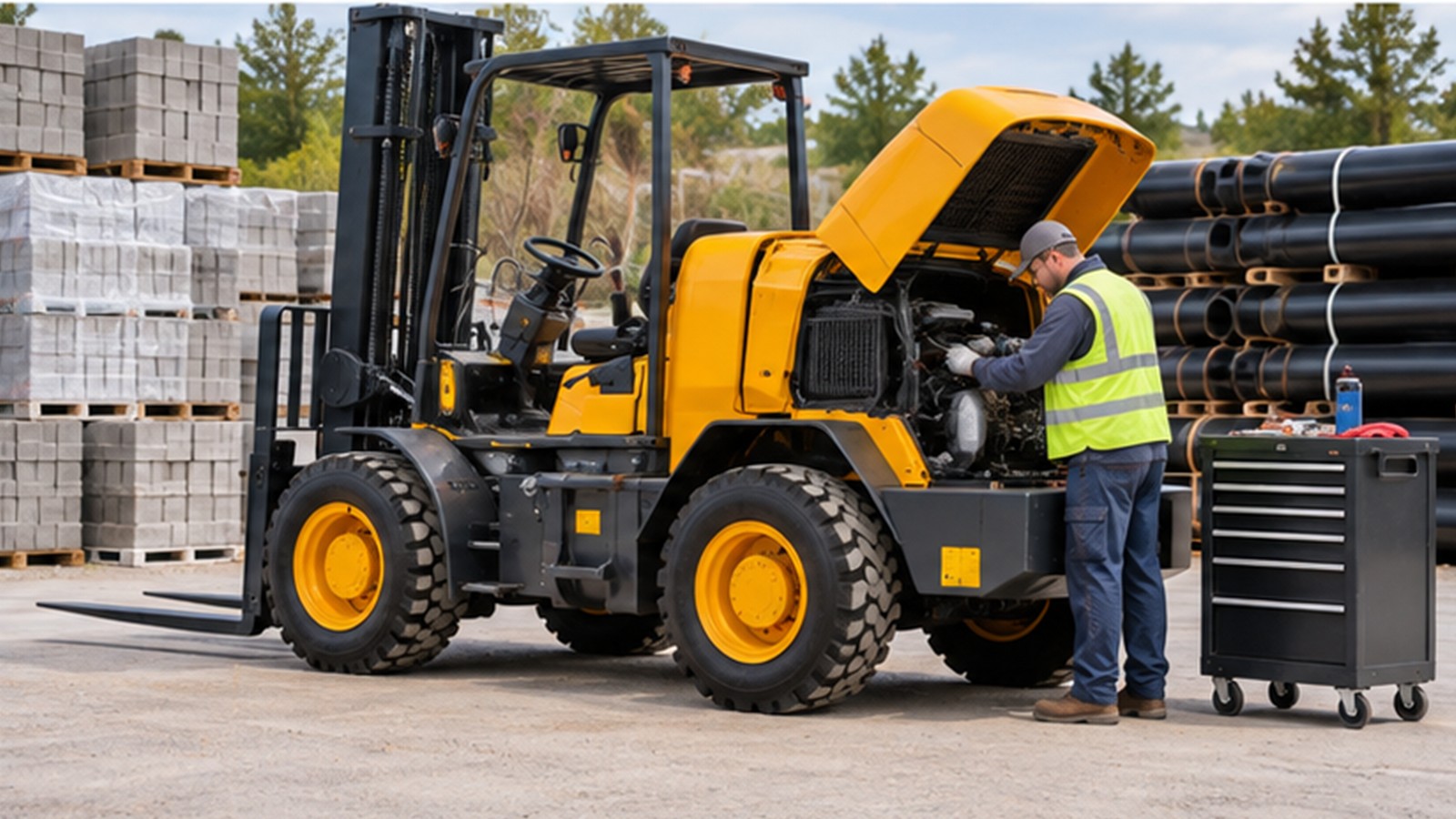 Building-Supply Yard Controls: Rough-Terrain Forklift Load-Center Discipline scene 3