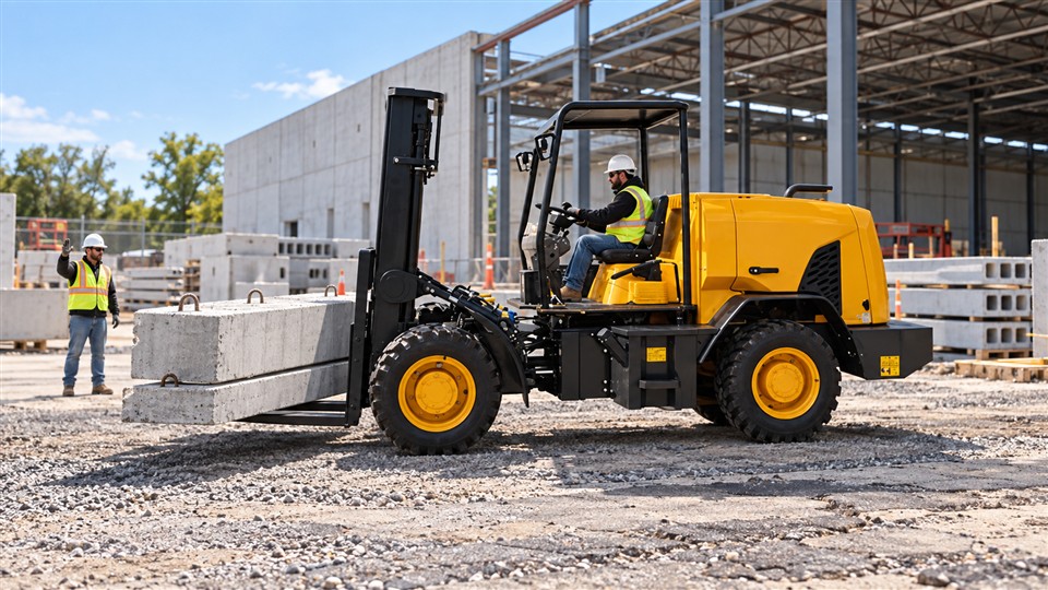 5-ton off-road forklift in a October 2, 2026 work scenario