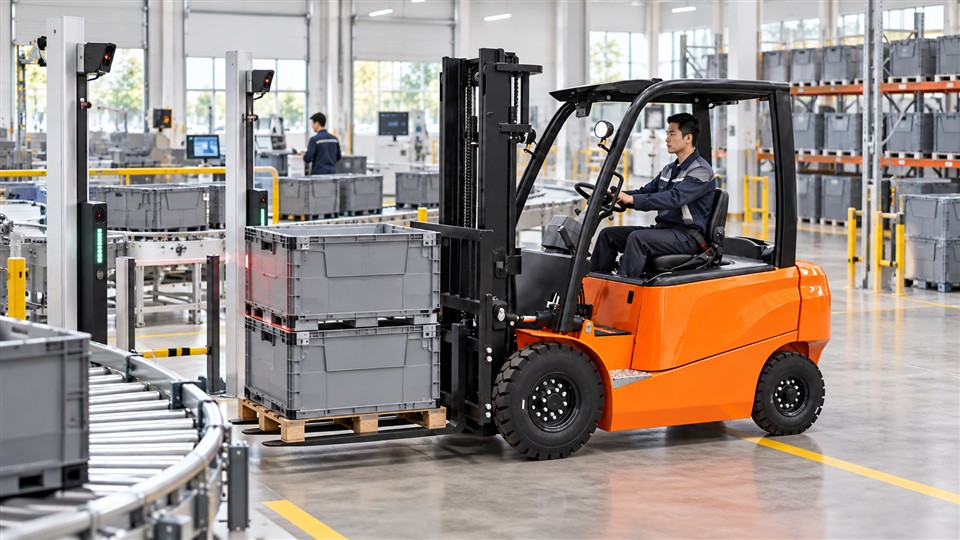 B50 5-ton lithium electric forklift in a October 2, 2026 work scenario