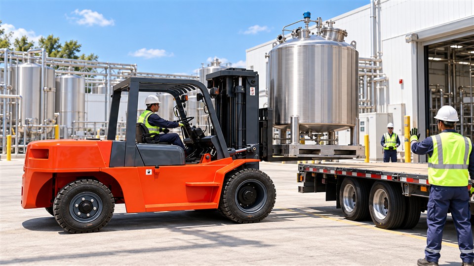 CPCD50K 5-ton diesel forklift in a October 2, 2026 work scenario