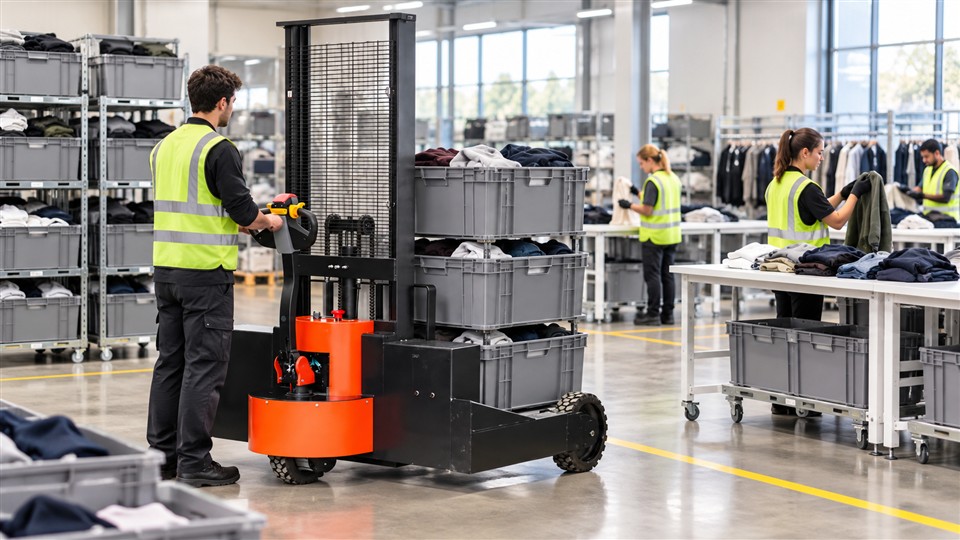 CQDH20 electric reach stacker in a October 2, 2026 work scenario