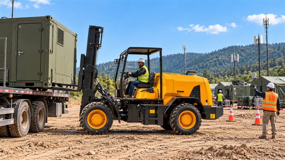 CPC30SY off-road forklift material handling application