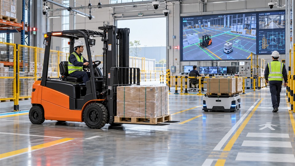 B60 heavy-duty lithium electric forklift material handling application