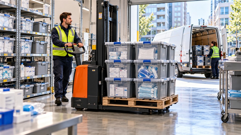 CQDH20 reach pallet stacker in a October 23, 2026 work scenario
