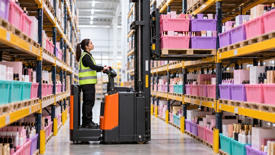 ZG-CDD15G stand-on electric stacker material handling application