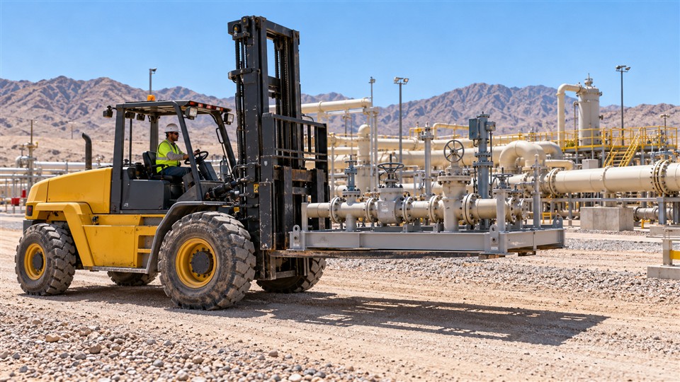 936 3-ton off-road forklift material handling application