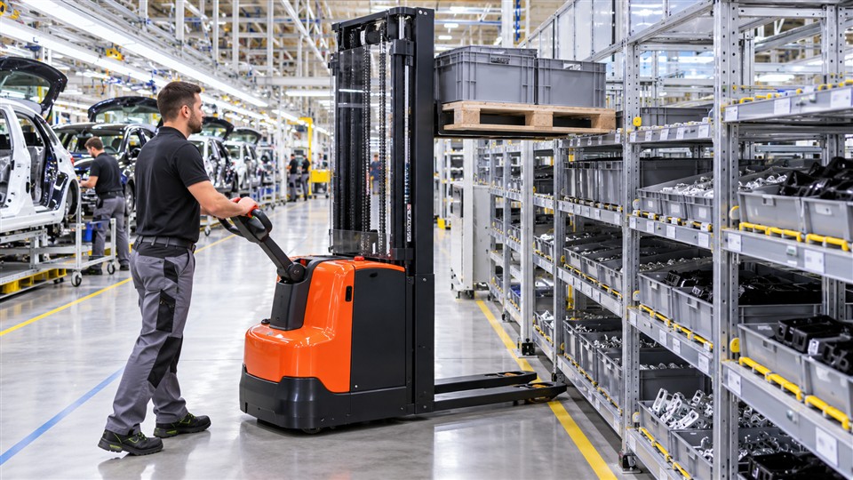 ZG-MYCPDB counterbalanced stacker in a October 24, 2026 work scenario