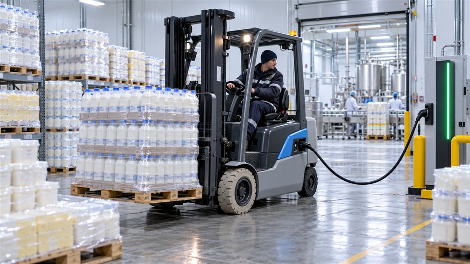 B20 2-ton lithium electric forklift in a October 24, 2026 work scenario