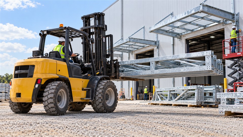 936 3-ton off-road forklift material handling application