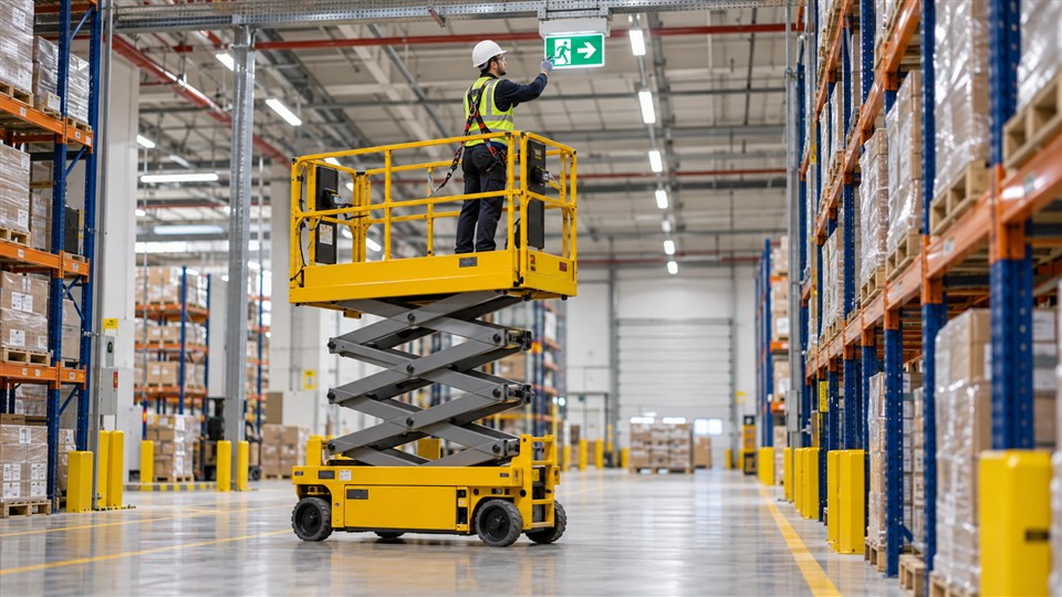 GTJZ3812E-X electric scissor lift in a October 29, 2026 work scenario