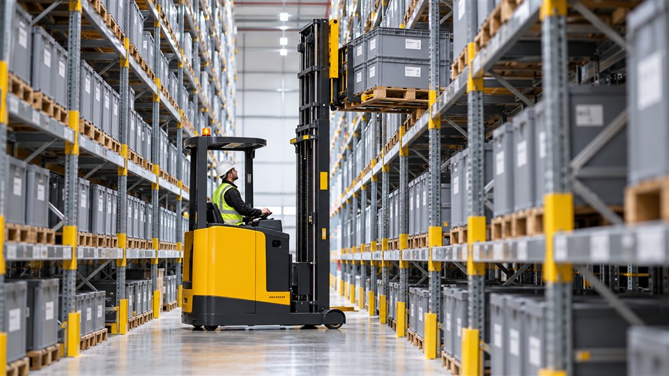 ZG-CDD15G stand-on electric stacker material handling application